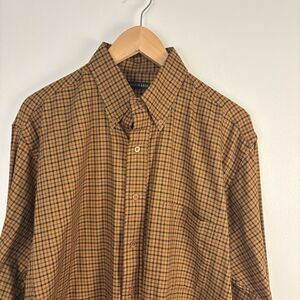 GITMAN Bros Shirt Mens Medium Mustard Yellow Plaid Button Up Long Sleeve Flannel